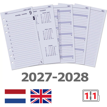 6211-27-28 170 x 95 mm Personal Agenda Inserts Quotidien NL EN 2027 2028